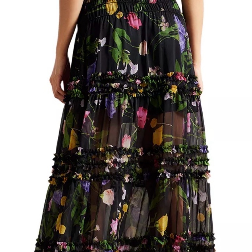 Ted Baker London $295 NWT Floral Ruffle Tiered Chiffon Skirt Size 3. - Picture 2 of 16
